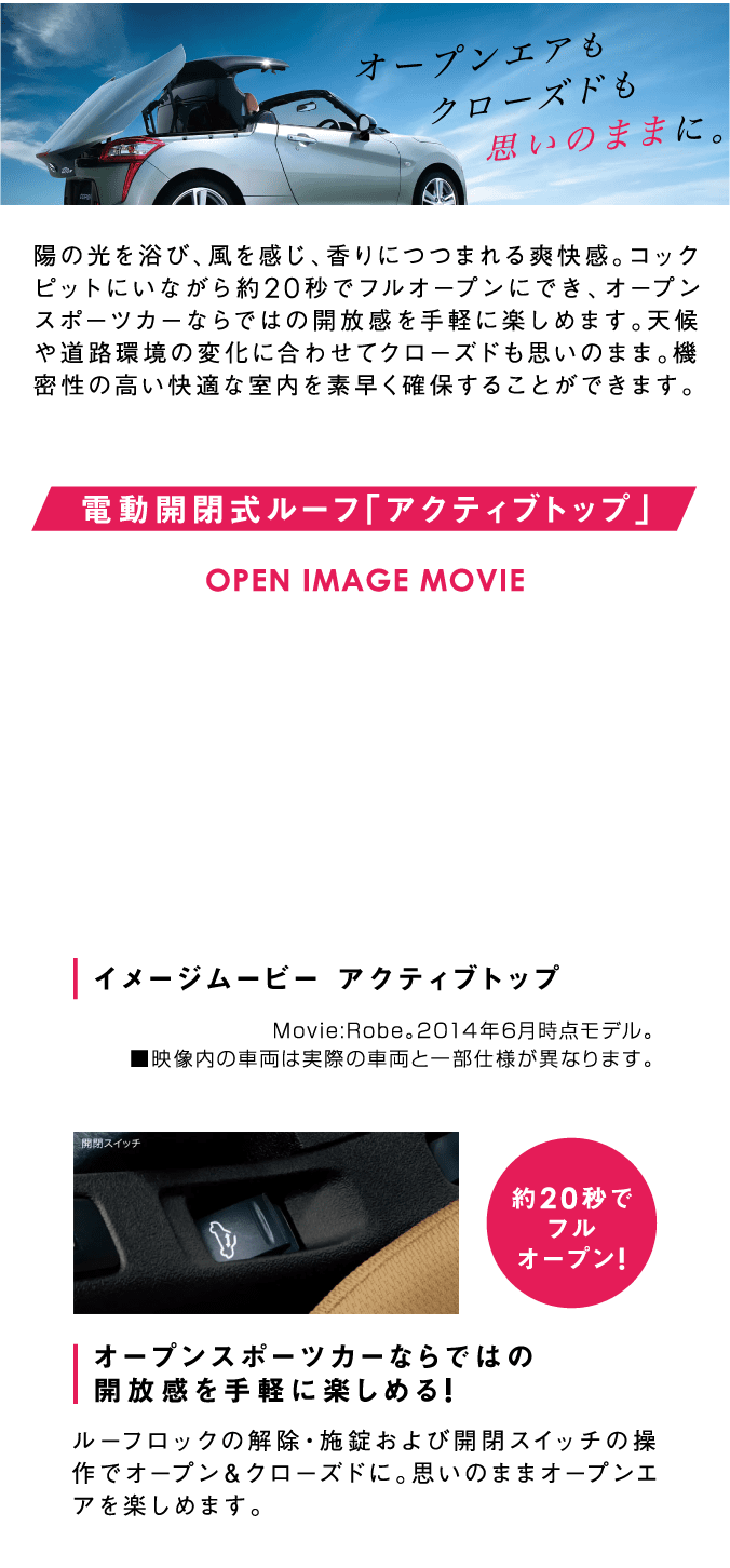 オープンエアもクロードズドも思いのままに。COPEN詳細